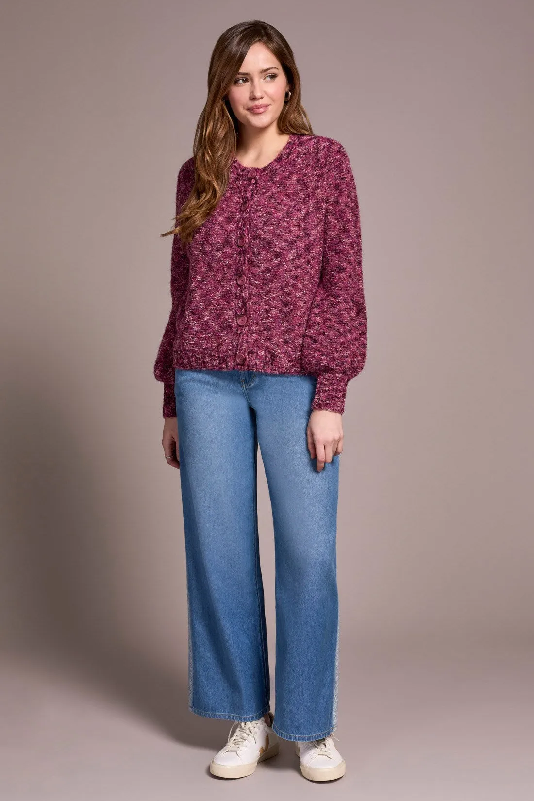 Button-Front Crew Neck Sweater Cardigan-M roseberry sold by Tribal product image thumbnail 3