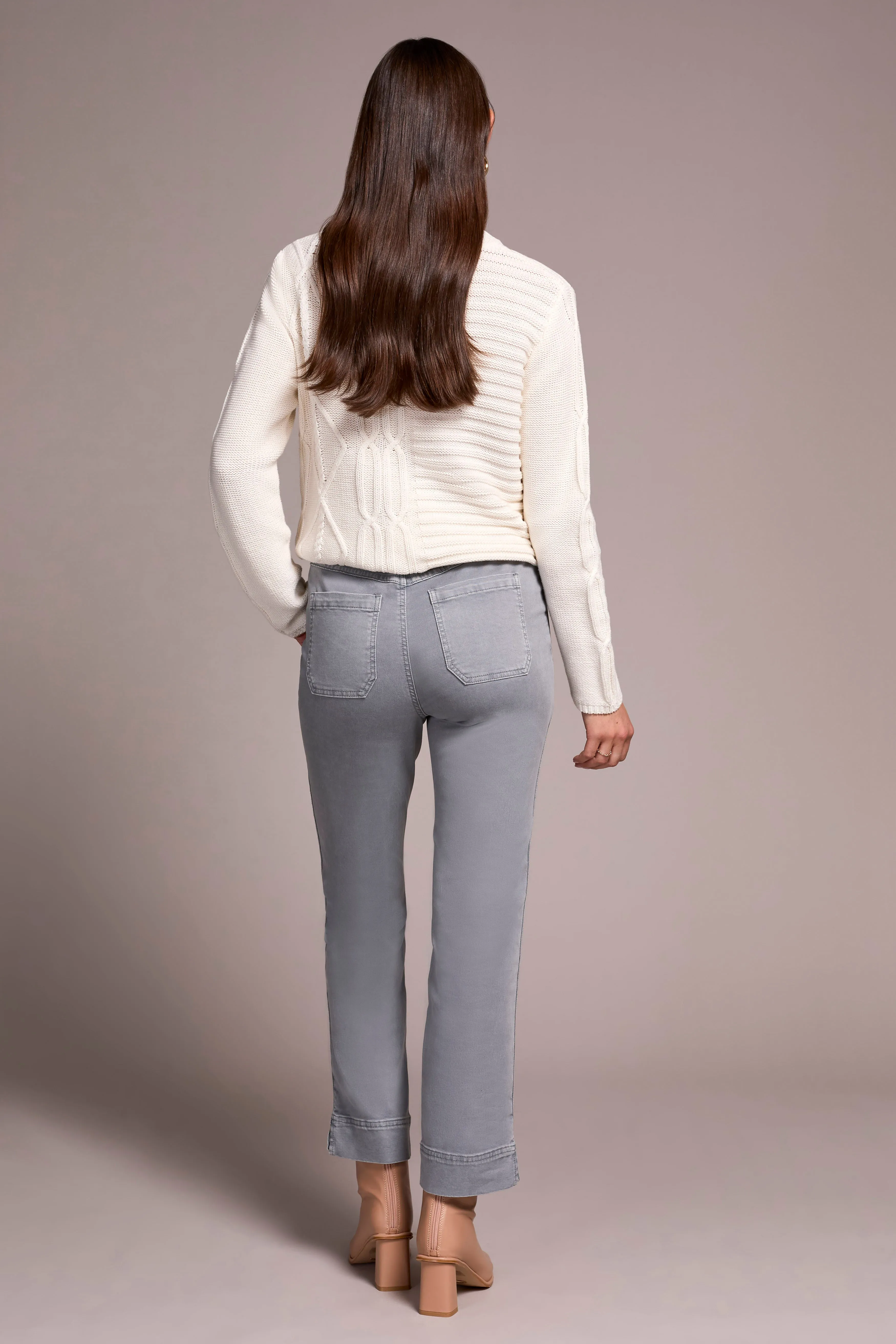 Brooke High Rise Cuffed Wide Leg Girlfriend Jeans-Smokedgrey sold by Tribal product image thumbnail 4