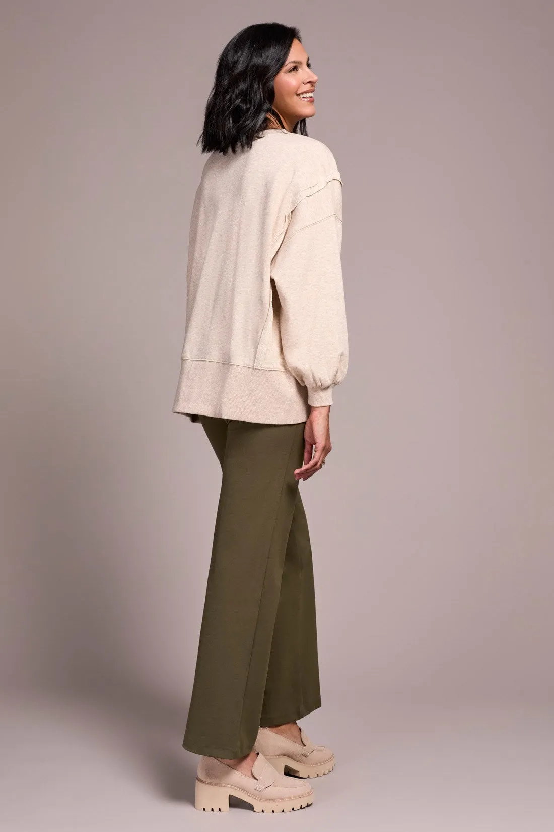 Embroidered Drop Shoulder Crew Neck Top-Oatmeal sold by Tribal product image thumbnail 4