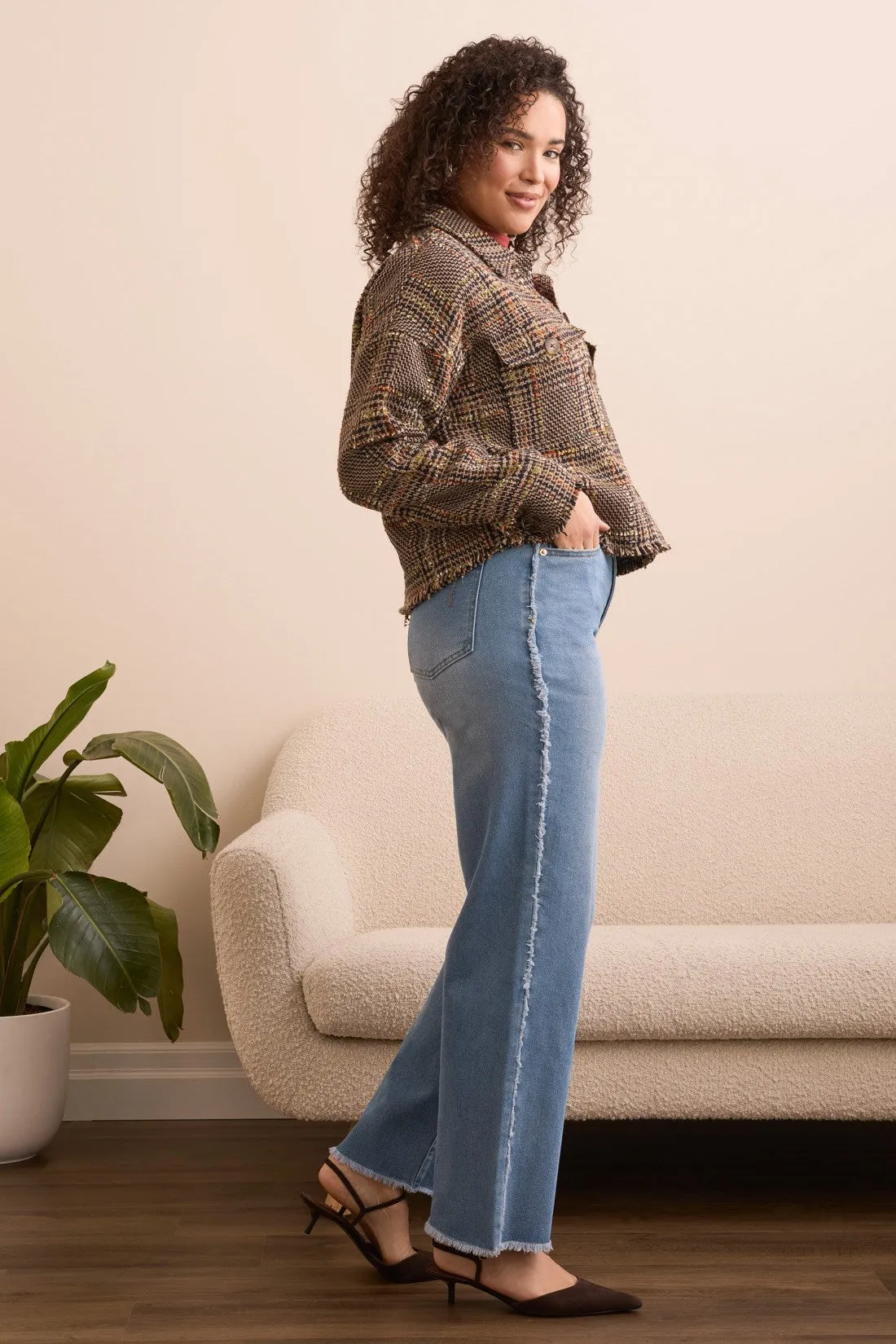 Brooke Frayed Hem & Seam Straight Leg Jean-Bluekiss sold by Tribal product image thumbnail 2