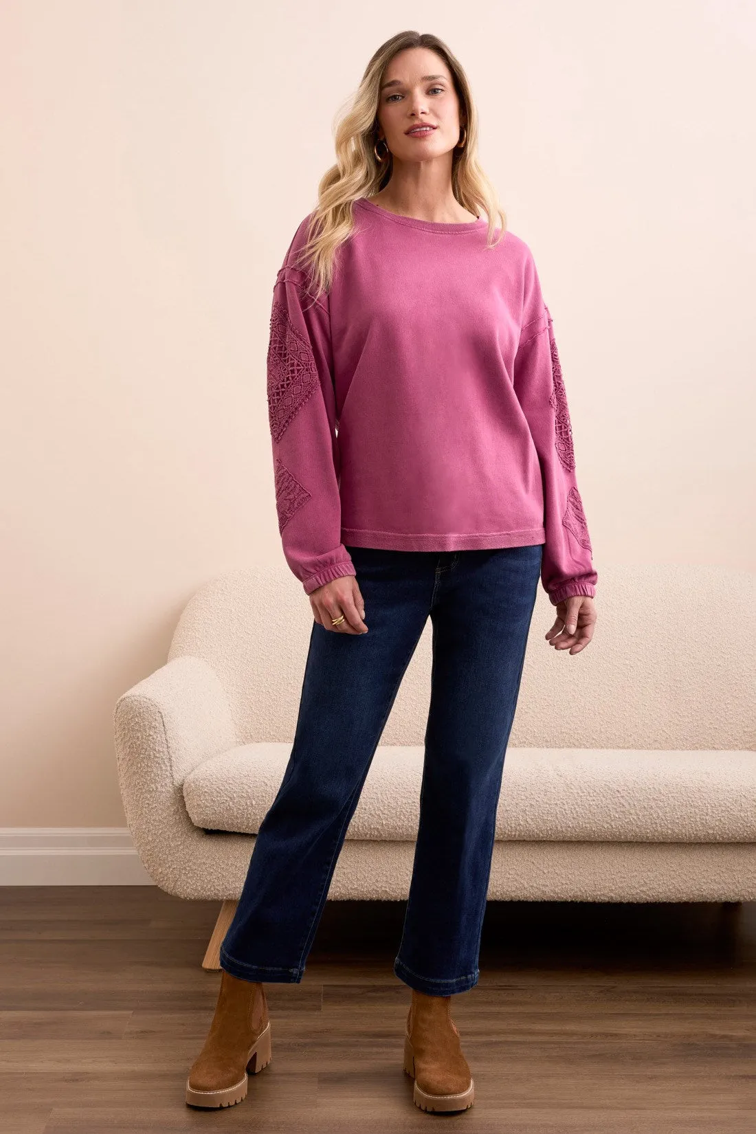 Special Wash Drop Shoulder Sweatshirt-Roseberry sold by Tribal