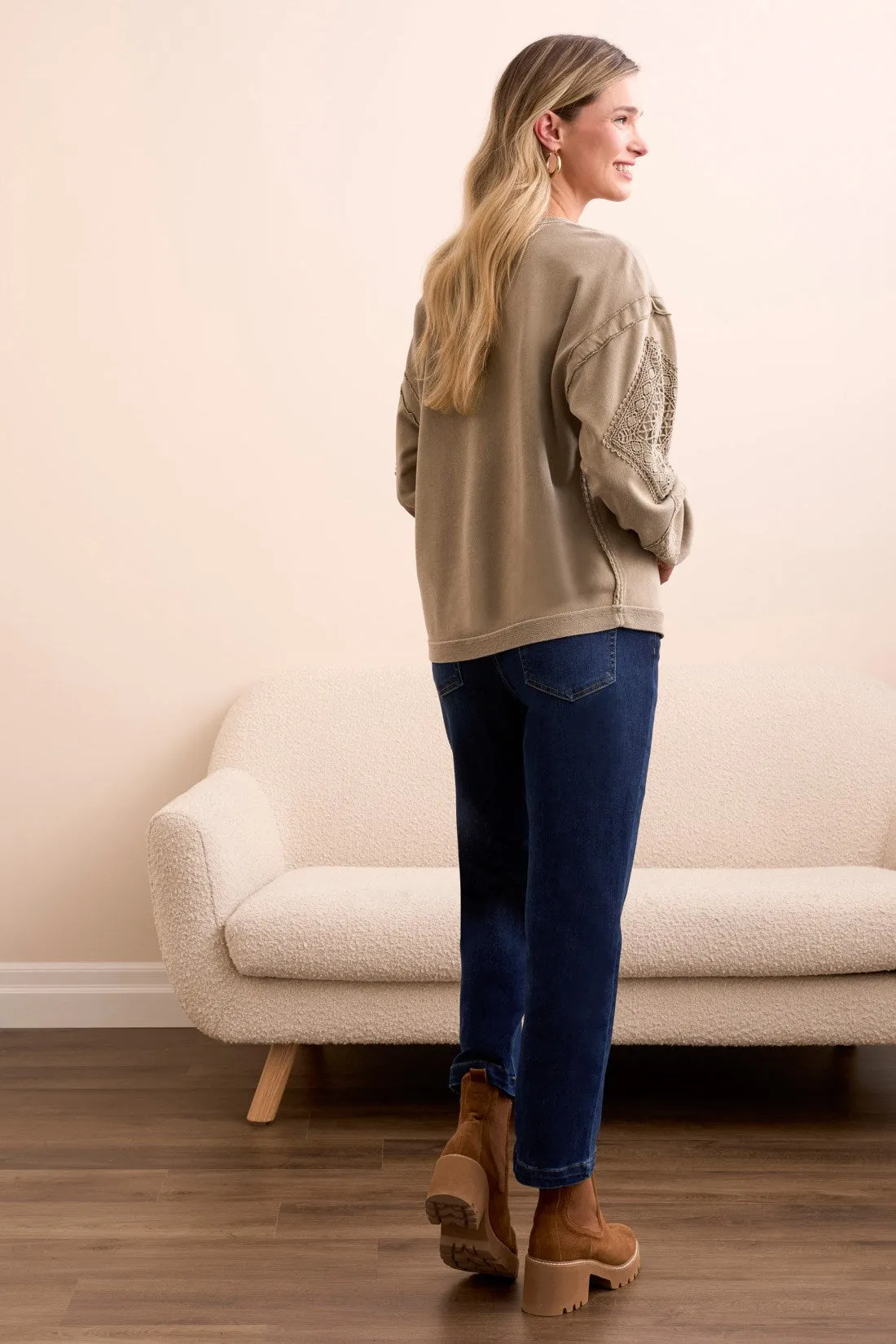 Special Wash Drop Shoulder Sweatshirt-Lt olive leaf sold by Tribal product image thumbnail 4