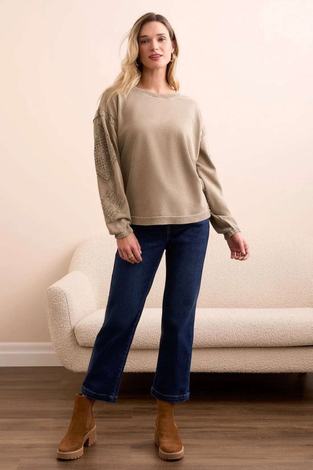 Special Wash Drop Shoulder Sweatshirt-Lt olive leaf sold by Tribal