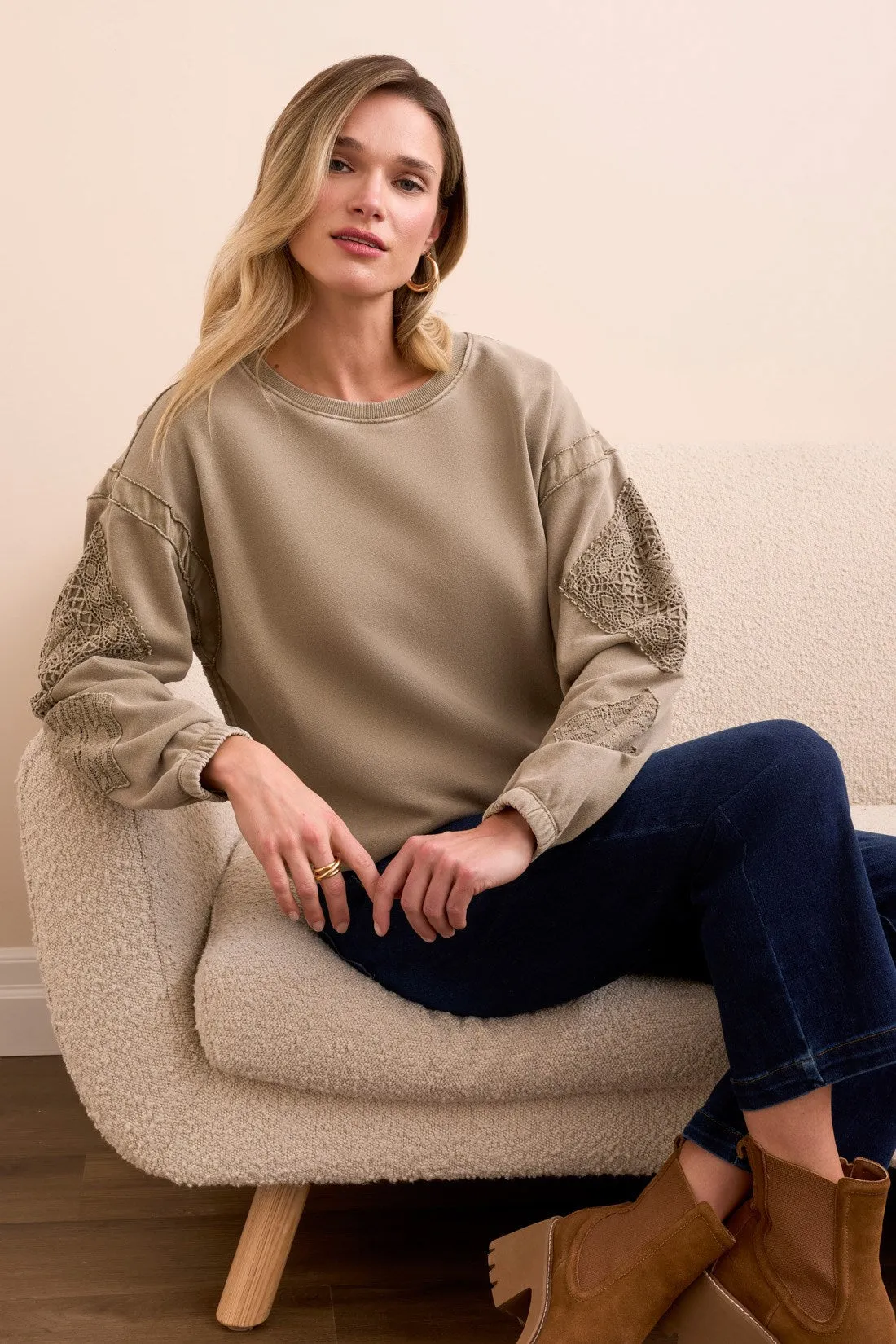 Special Wash Drop Shoulder Sweatshirt-Lt olive leaf sold by Tribal product image thumbnail 3