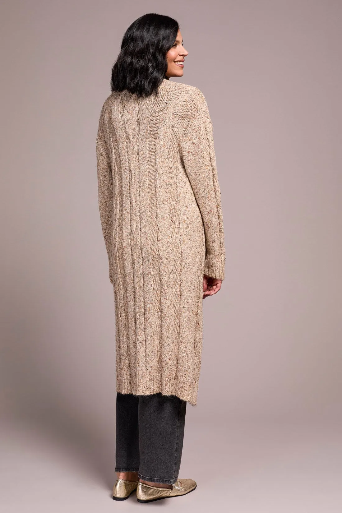 Textured Multicolor Long Sweater Cardigan-M oatmeal sold by Tribal product image thumbnail 4