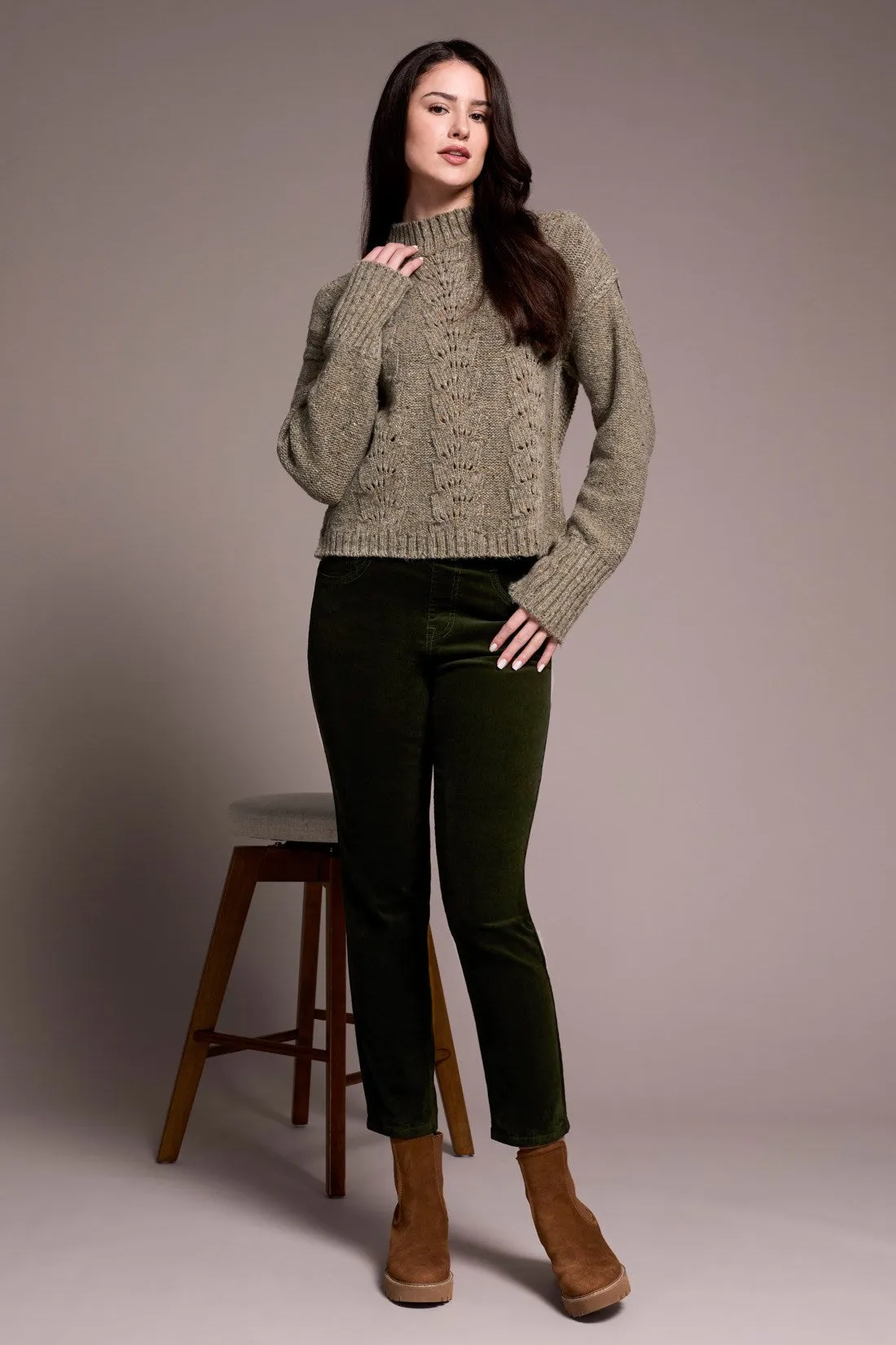 Multi Speckle Crew Neck Sweater-M oliveleaf sold by Tribal