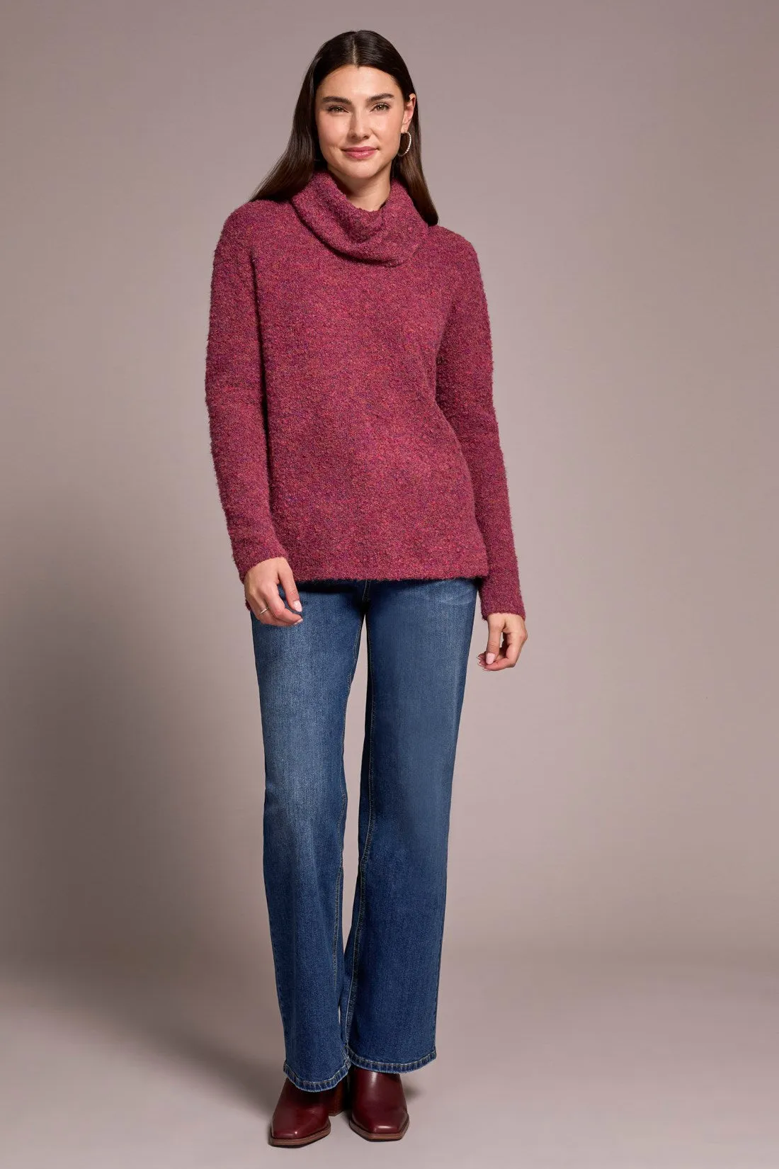 Textured Boucle Cowl Neck Sweater-M coralblaze sold by Tribal