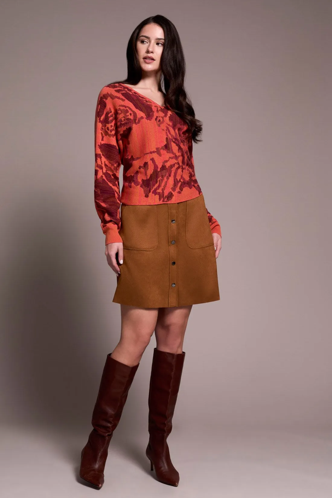 Wear-Two-Ways Soft Viscose Printed Sweater-M coralblaze sold by Tribal product image thumbnail 2