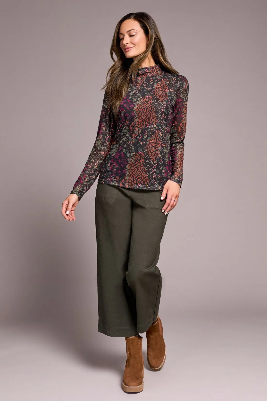 Mesh Turtleneck Top With Lining-Plumwine sold by Tribal product image thumbnail 2