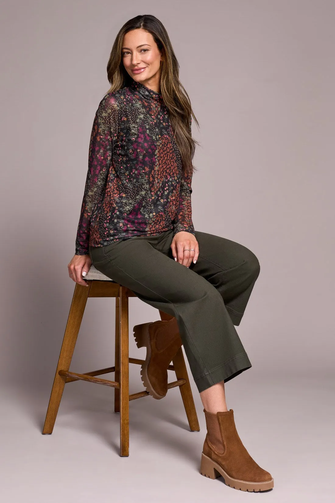 Mesh Turtleneck Top With Lining-Plumwine sold by Tribal product image thumbnail 3