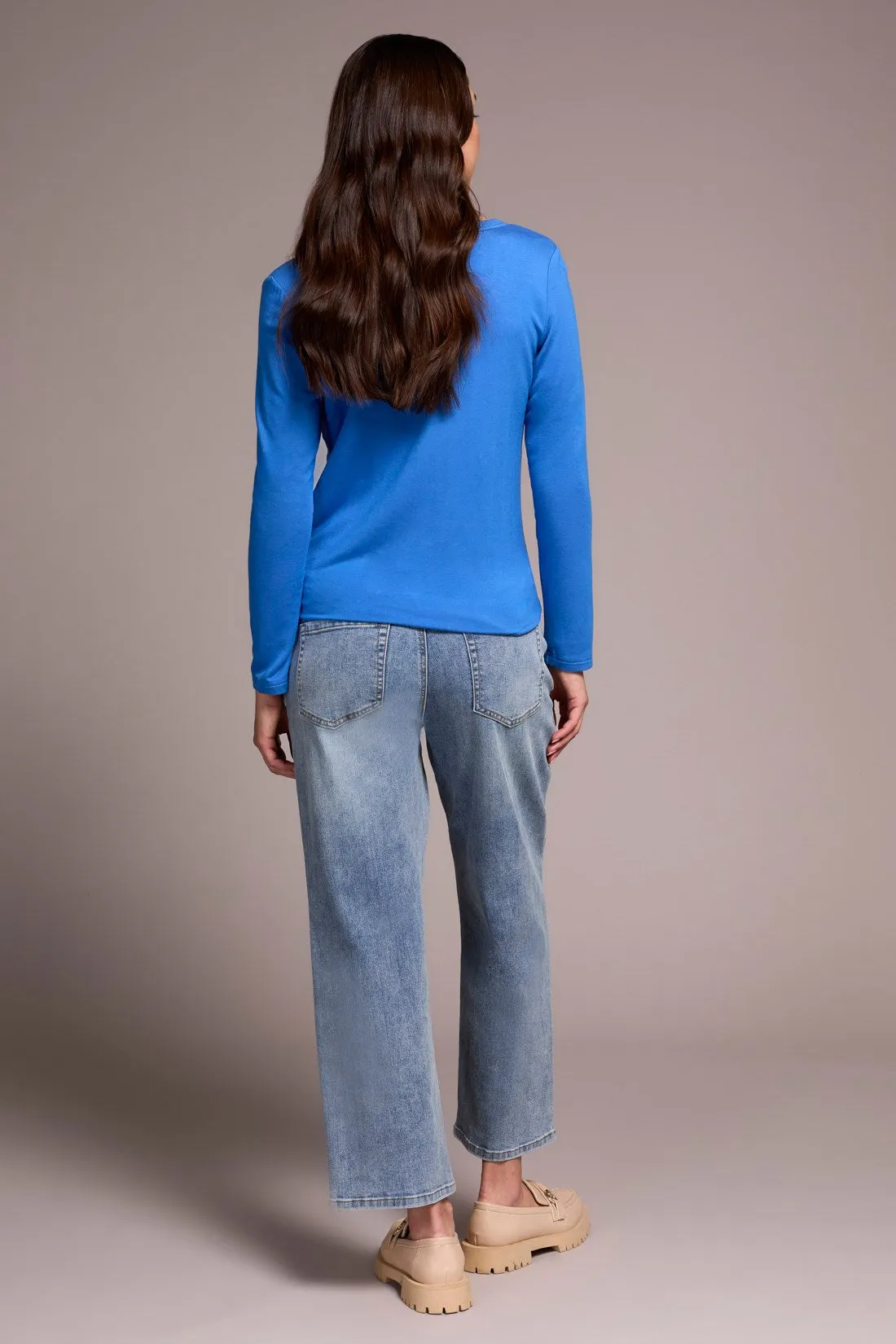 Soft French Terry Scoop Neck Long Sleeve Top-Ultrablue sold by Tribal product image thumbnail 4