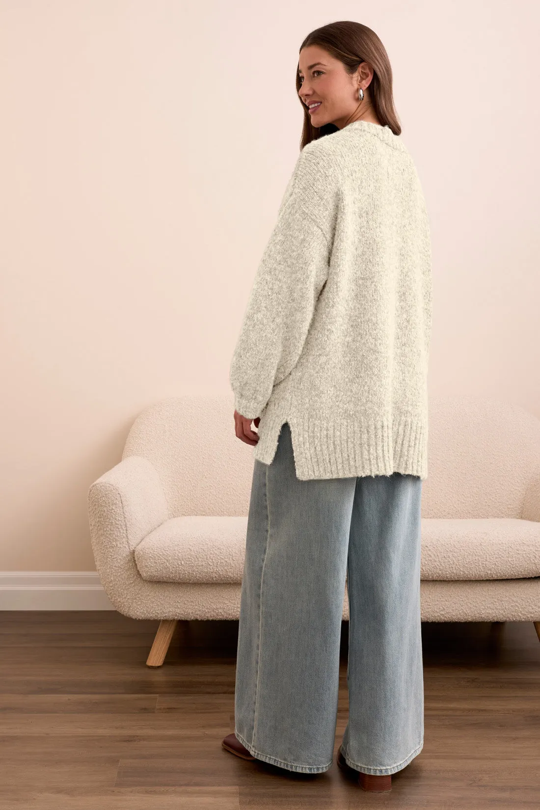 Blue Thread Oversize Puff Sleeve Sweater Cardigan-H cream sold by Tribal product image thumbnail 2