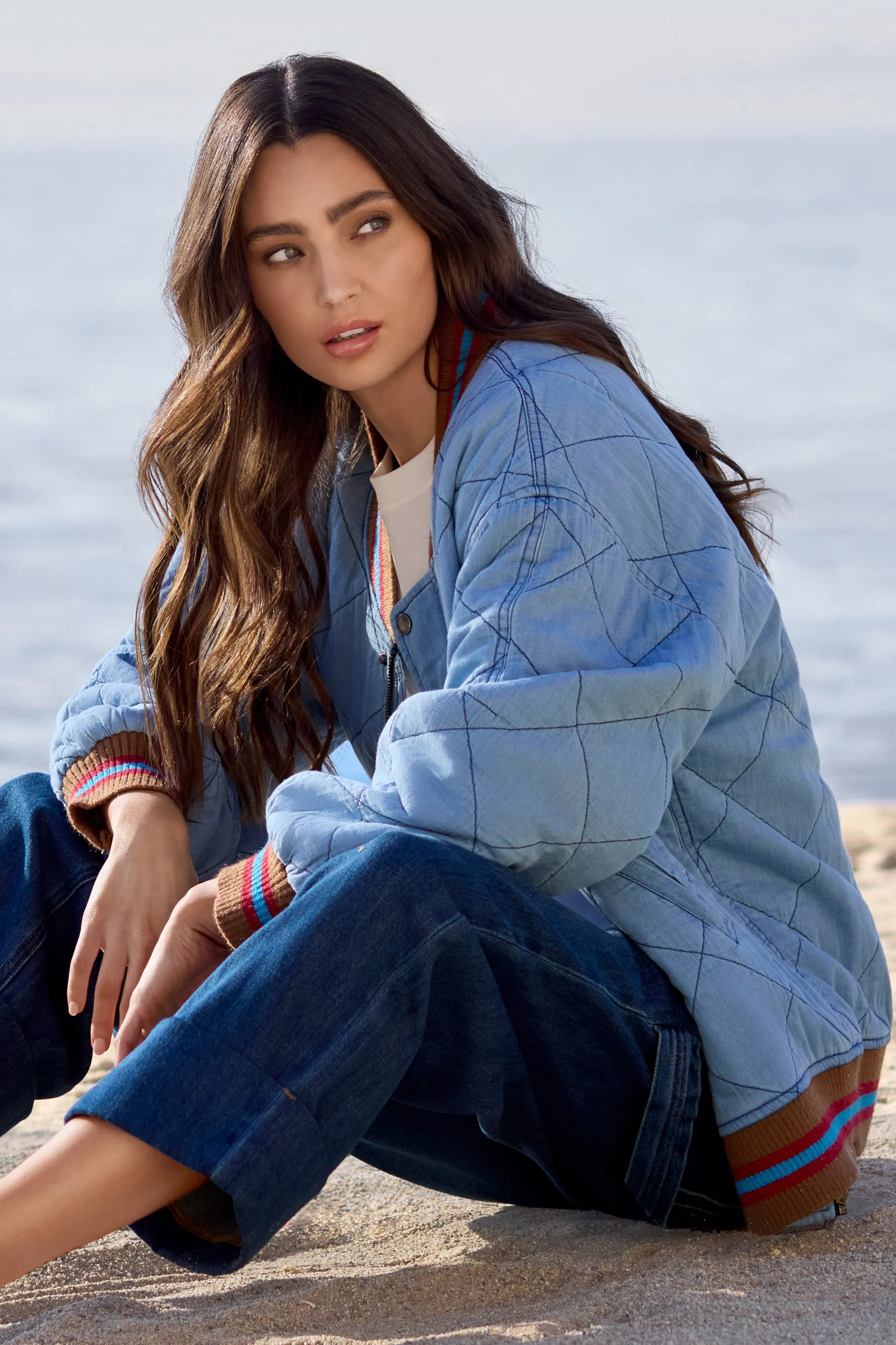 Blue Thread Oversized Cotton Quilted Bomber Jacket-Outoftheblue sold by Tribal