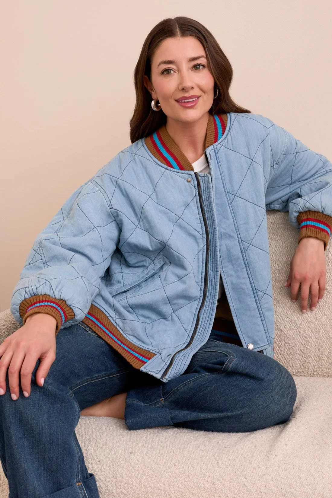 Blue Thread Oversized Cotton Quilted Bomber Jacket-Outoftheblue sold by Tribal product image thumbnail 3