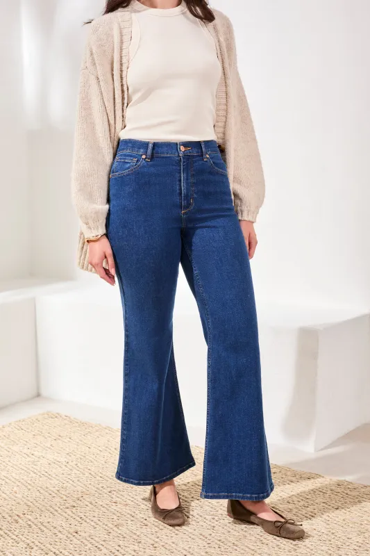 Brooke High Rise Palazzo Jeans-Bluedream sold by Tribal