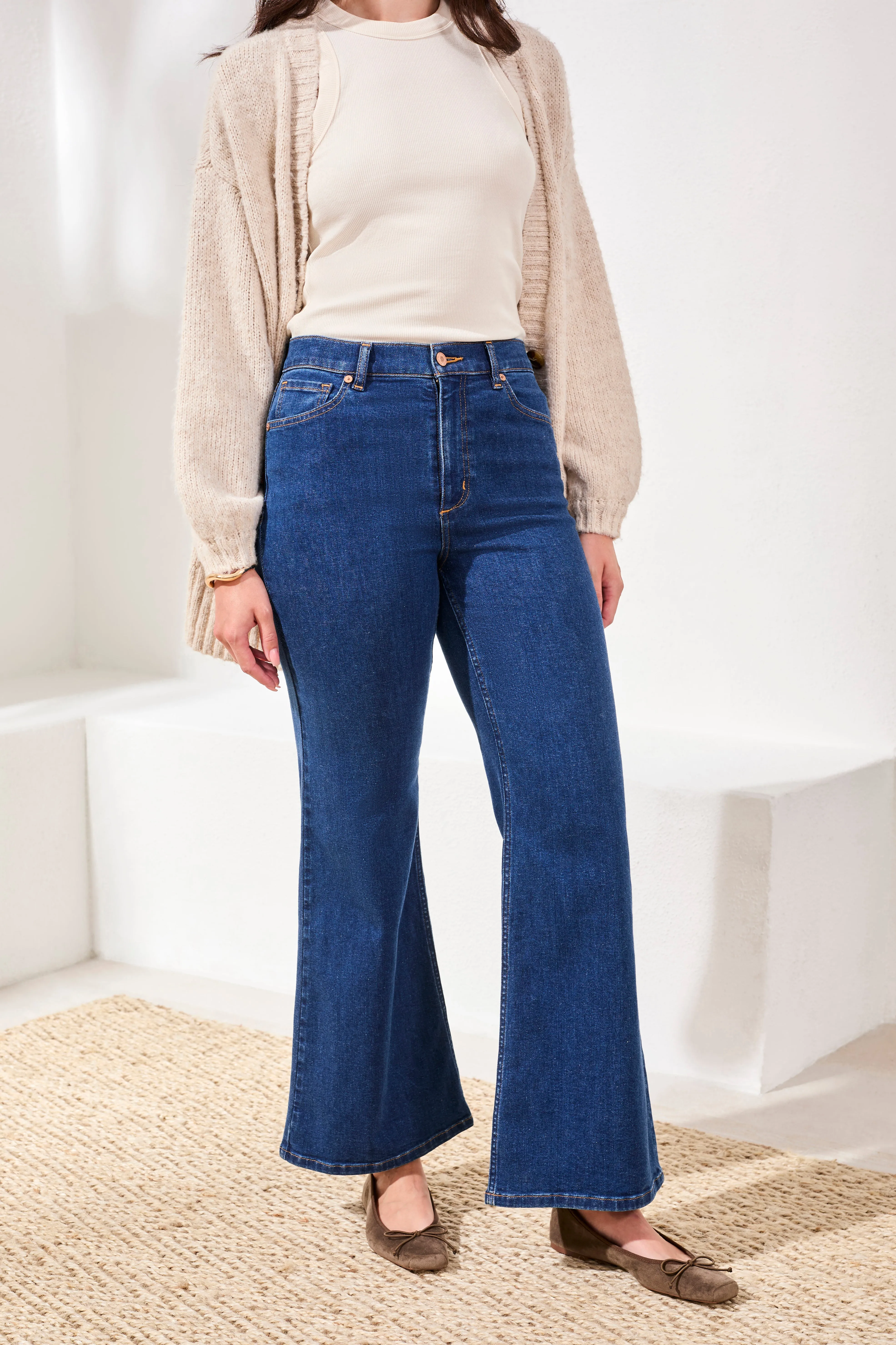 Brooke High Rise Palazzo Jeans-Bluedream sold by Tribal