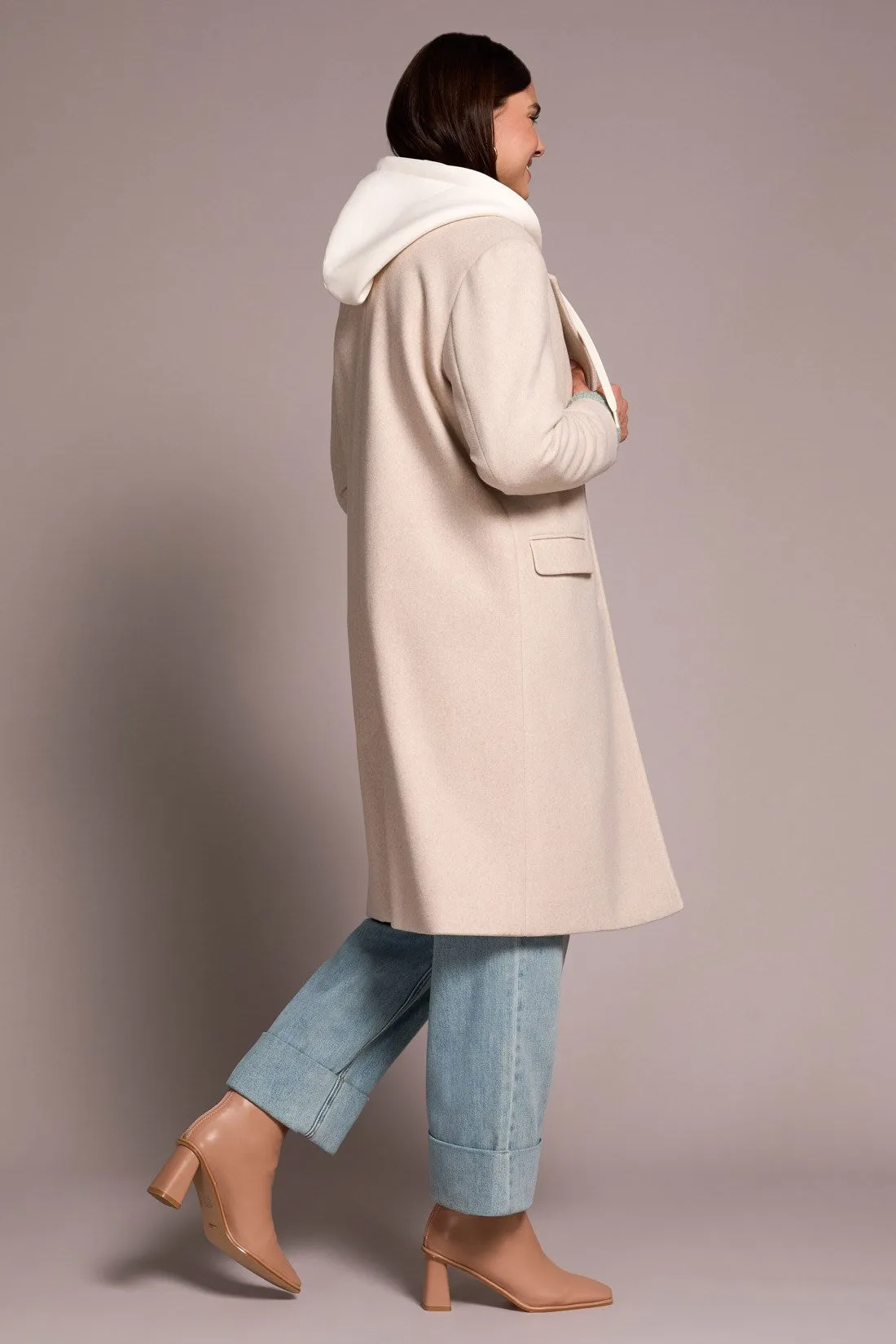 Ultra-Soft knit Coat With Removable Fooler Hoodie-Oatmeal sold by Tribal product image thumbnail 4