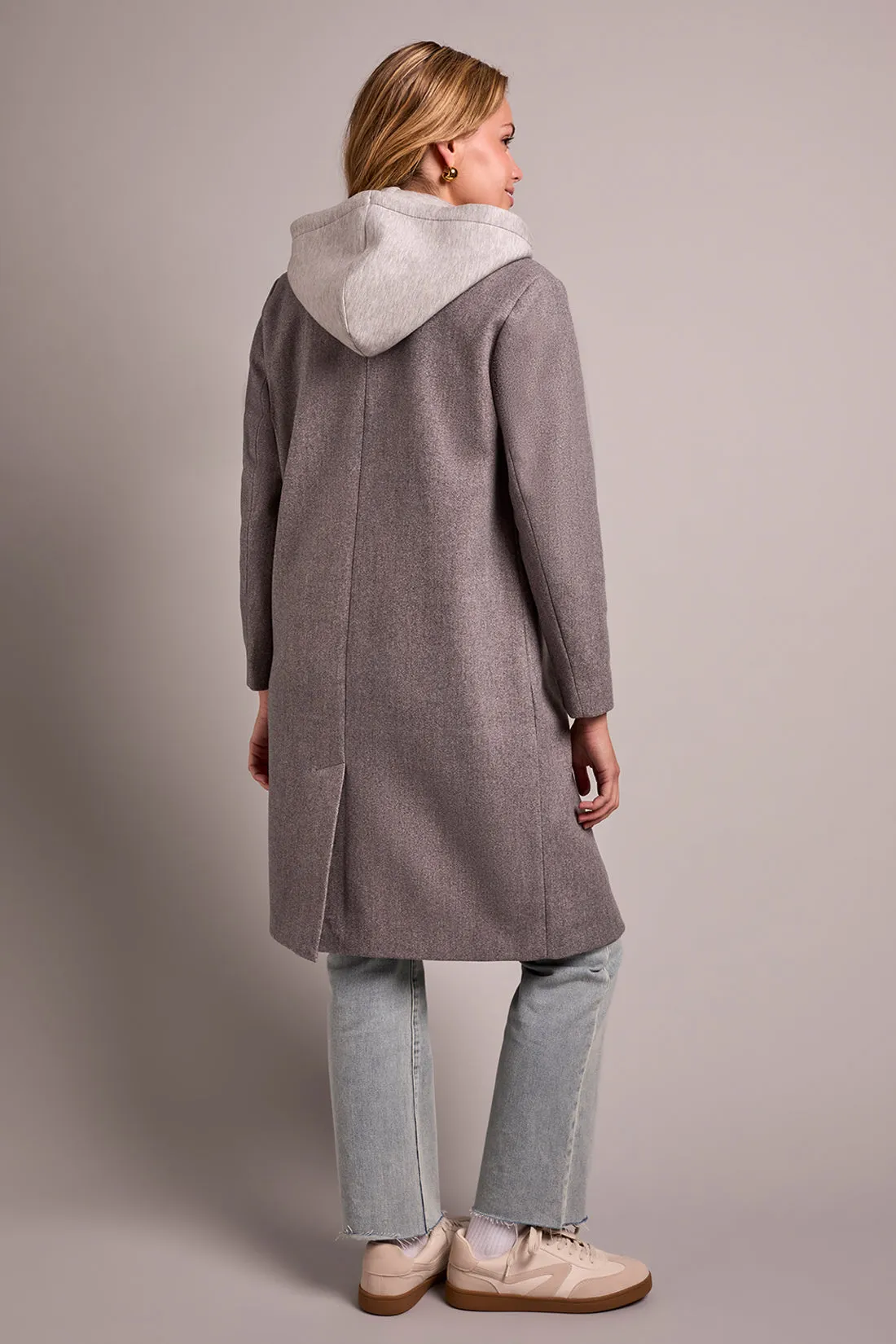 Ultra-Soft Knit Coat With Removable Fooler Hoodie-LtGreyMix sold by Tribal product image thumbnail 2