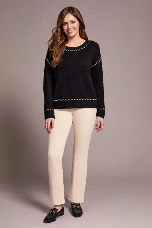 Saddle Stitch Crew Neck Sweater-Black sold by Tribal