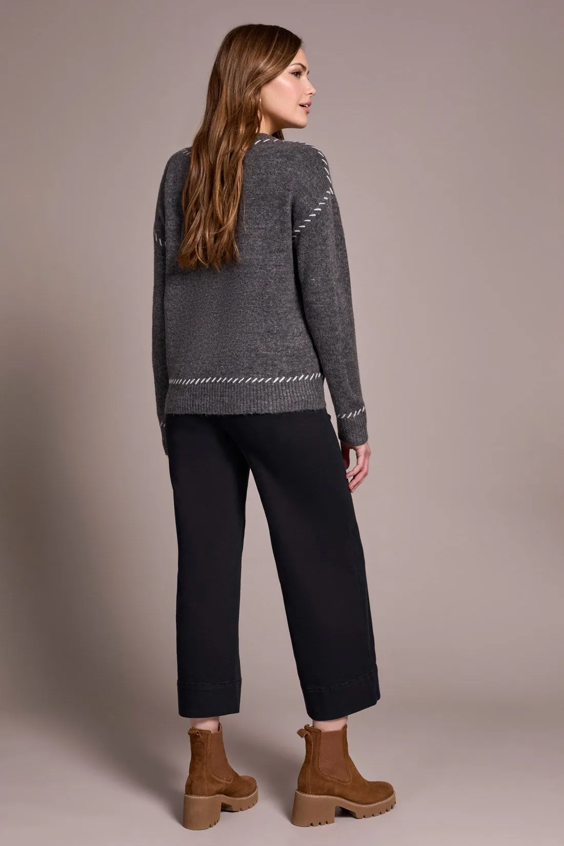 Saddle Stitch Crew Neck Sweater-H charcoal sold by Tribal product image thumbnail 4