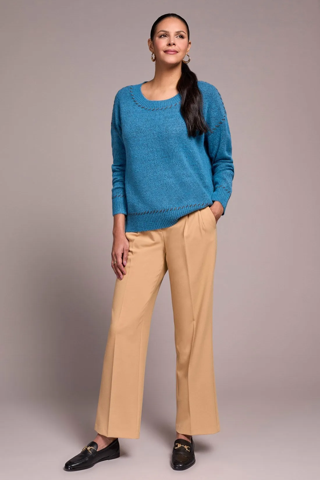 Saddle Stitch Crew Neck Sweater-Celestial sold by Tribal