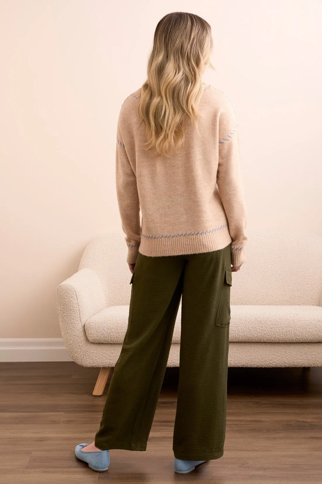 Saddle Stitch Crew Neck Sweater-H sandstone sold by Tribal product image thumbnail 4