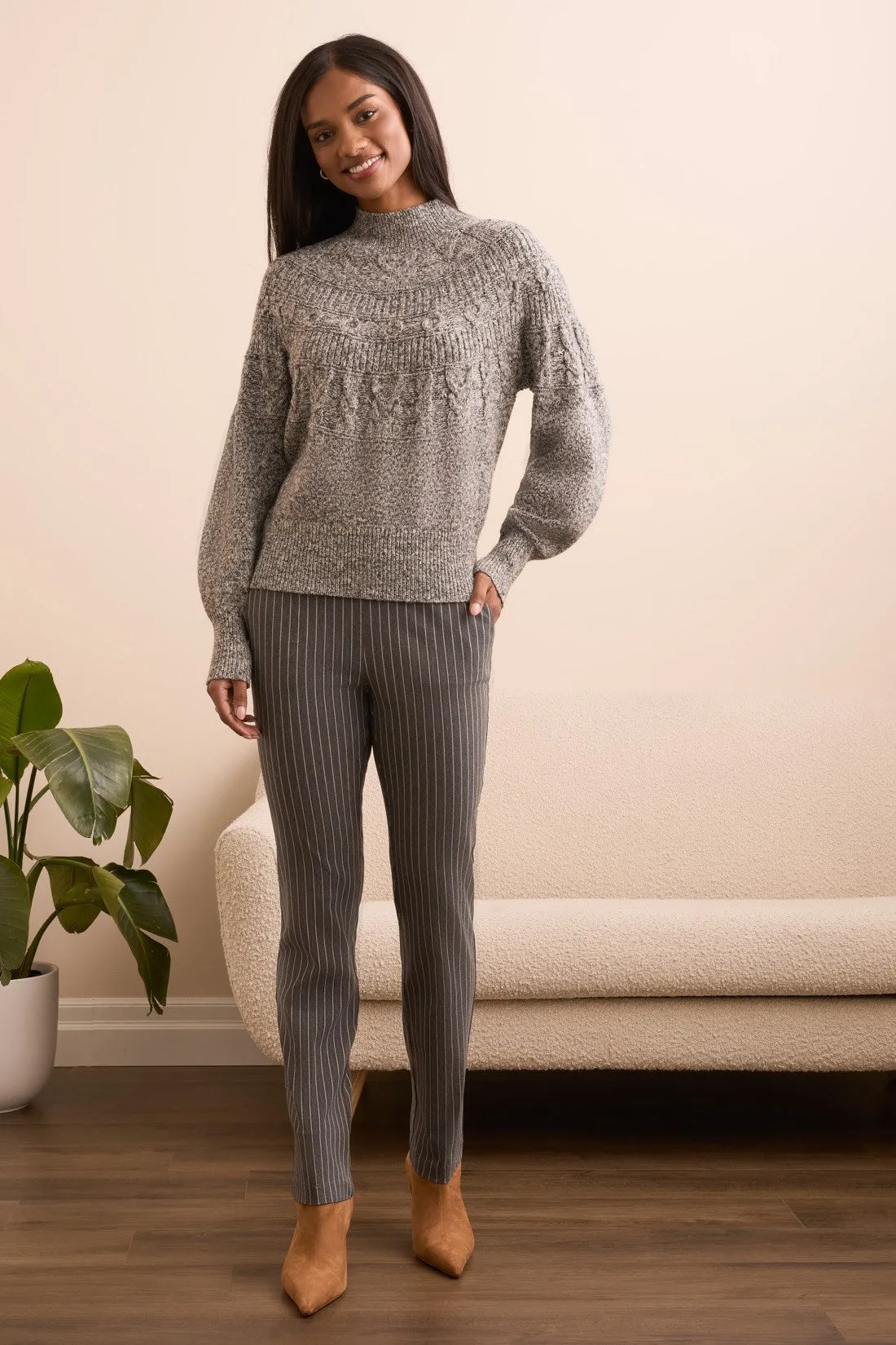 Two-Tone Mock Neck Sweater-Black sold by Tribal