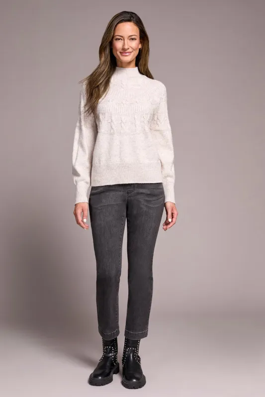 Two-Tone Mock Neck Sweater-Moonstone sold by Tribal