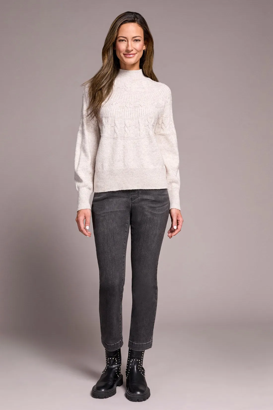 Two-Tone Mock Neck Sweater-Moonstone sold by Tribal