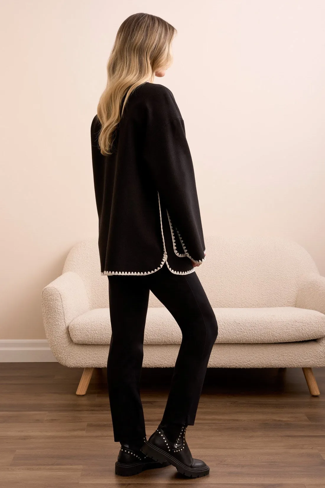 Button-Front Coat With Detachable Scarf-Black sold by Tribal product image thumbnail 4