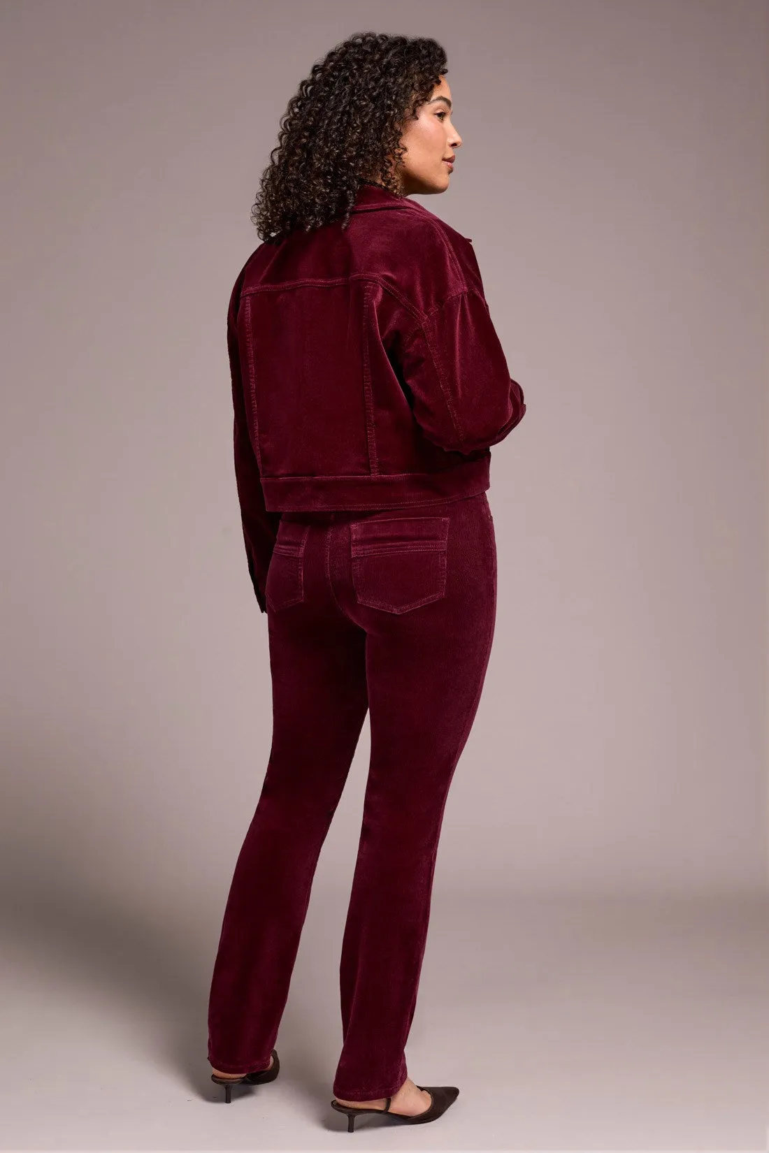 Button-Front Stretch Corduroy Jacket-Wine sold by Tribal product image thumbnail 3