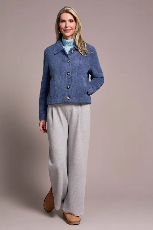 Super Soft Boucle Button-Front Jacket-Marine sold by Tribal