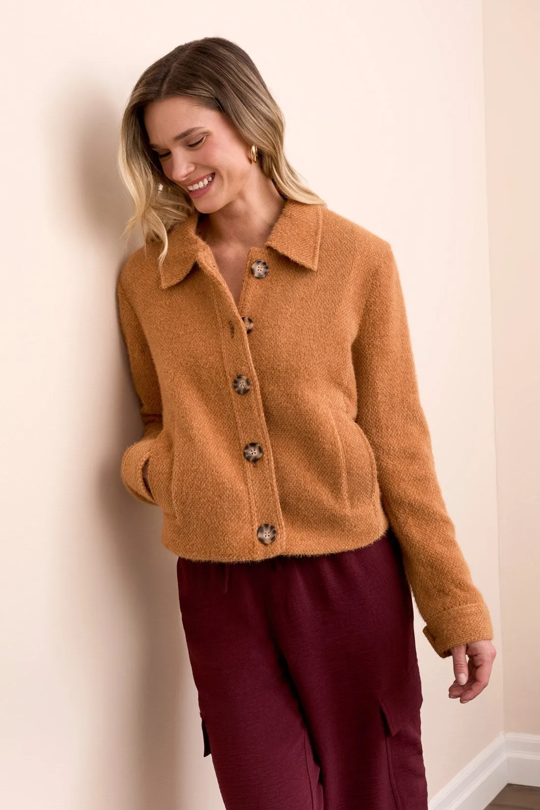 Super Soft Boucle Button-Front Jacket-Bran sold by Tribal product image thumbnail 3