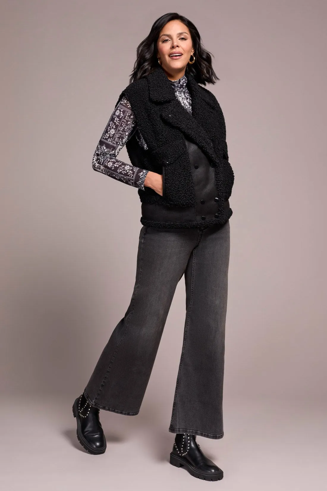 Sleeveless Sherpa Vest-Black sold by Tribal product image thumbnail 2