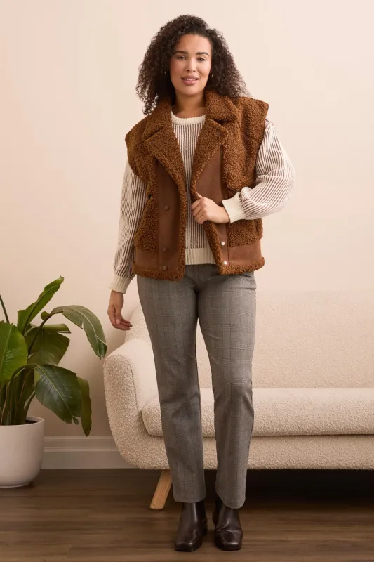 Sleeveless Sherpa Vest-Dk anise sold by Tribal
