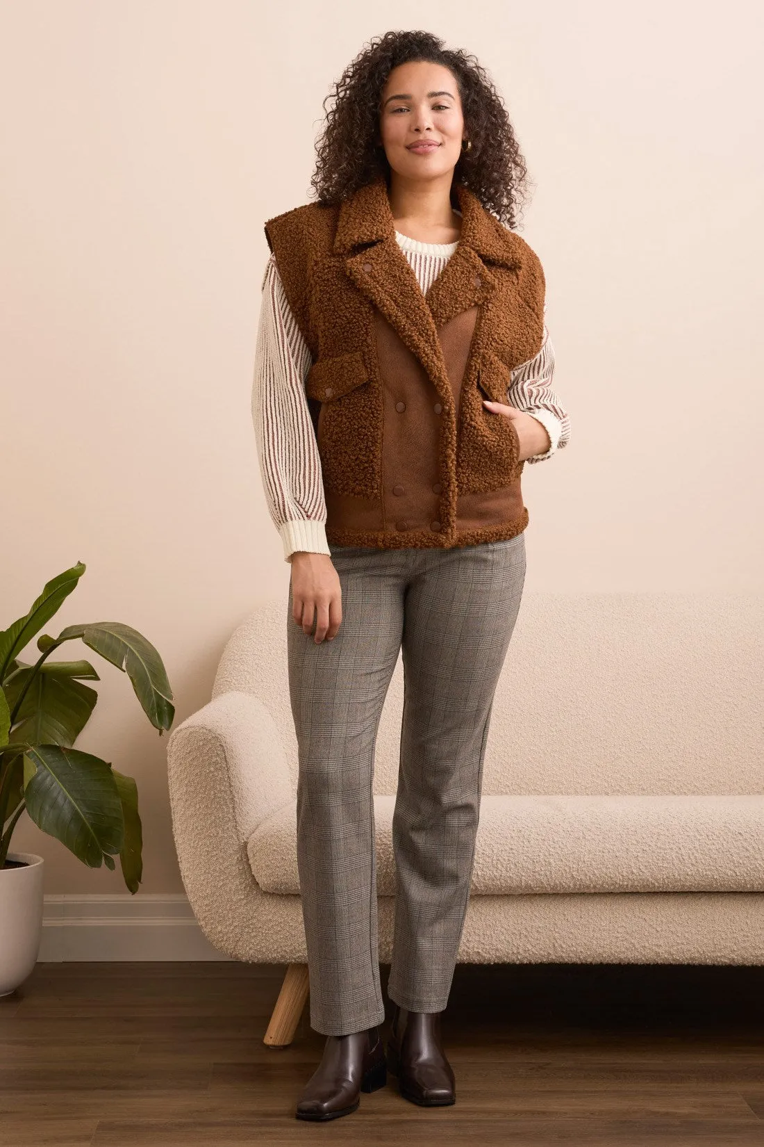 Sleeveless Sherpa Vest-Dk anise sold by Tribal product image thumbnail 2