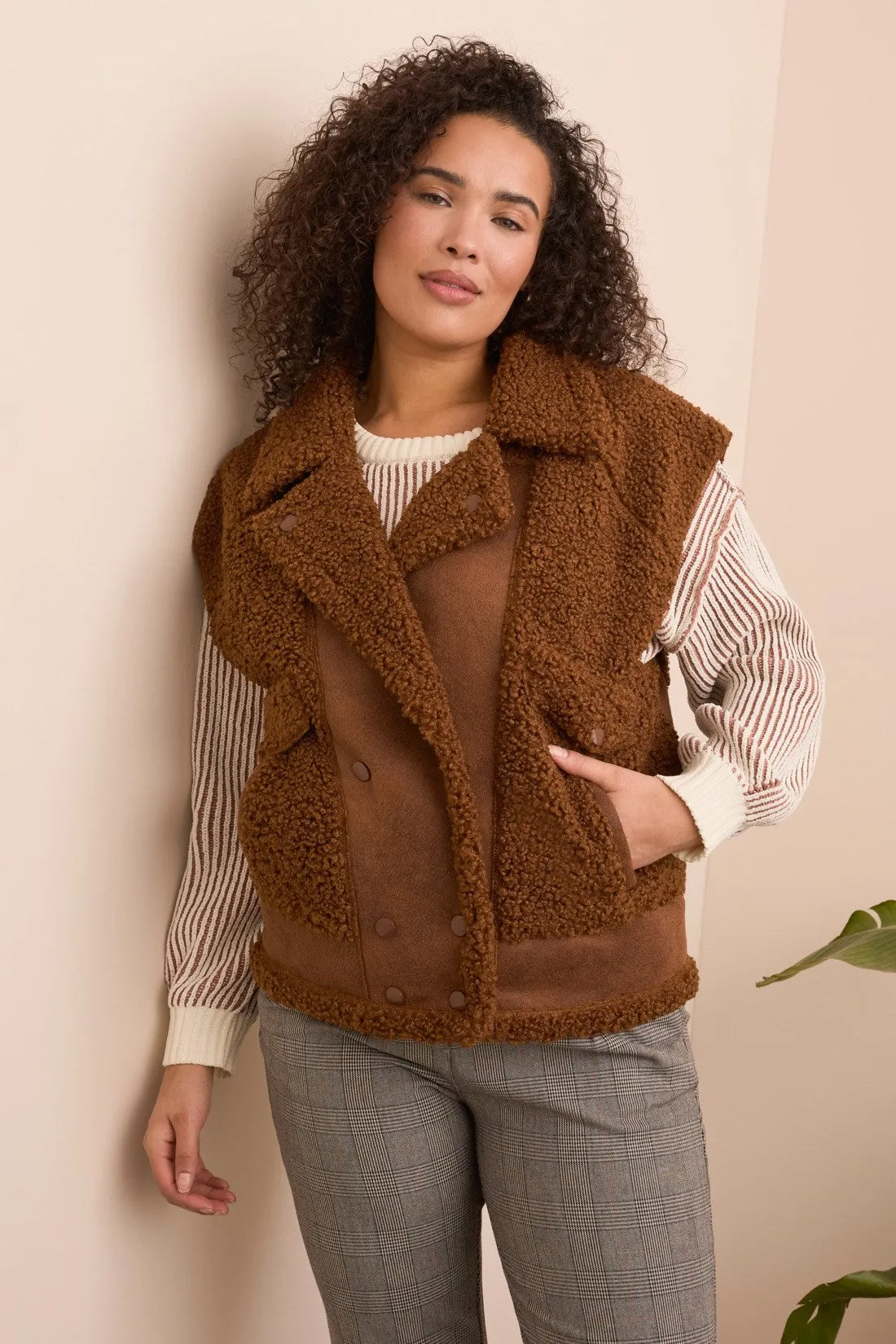 Sleeveless Sherpa Vest-Dk anise sold by Tribal product image thumbnail 3