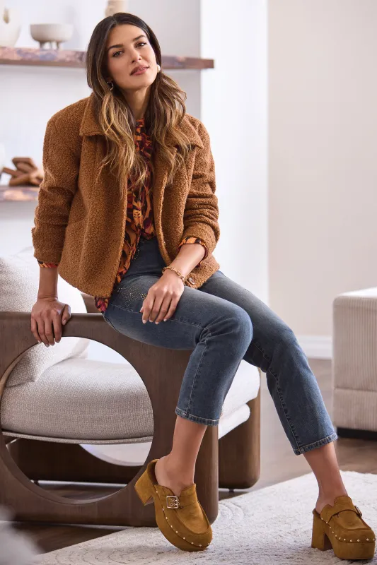 Soft Boucle Button-Front Jacket-Gingerspice sold by Tribal