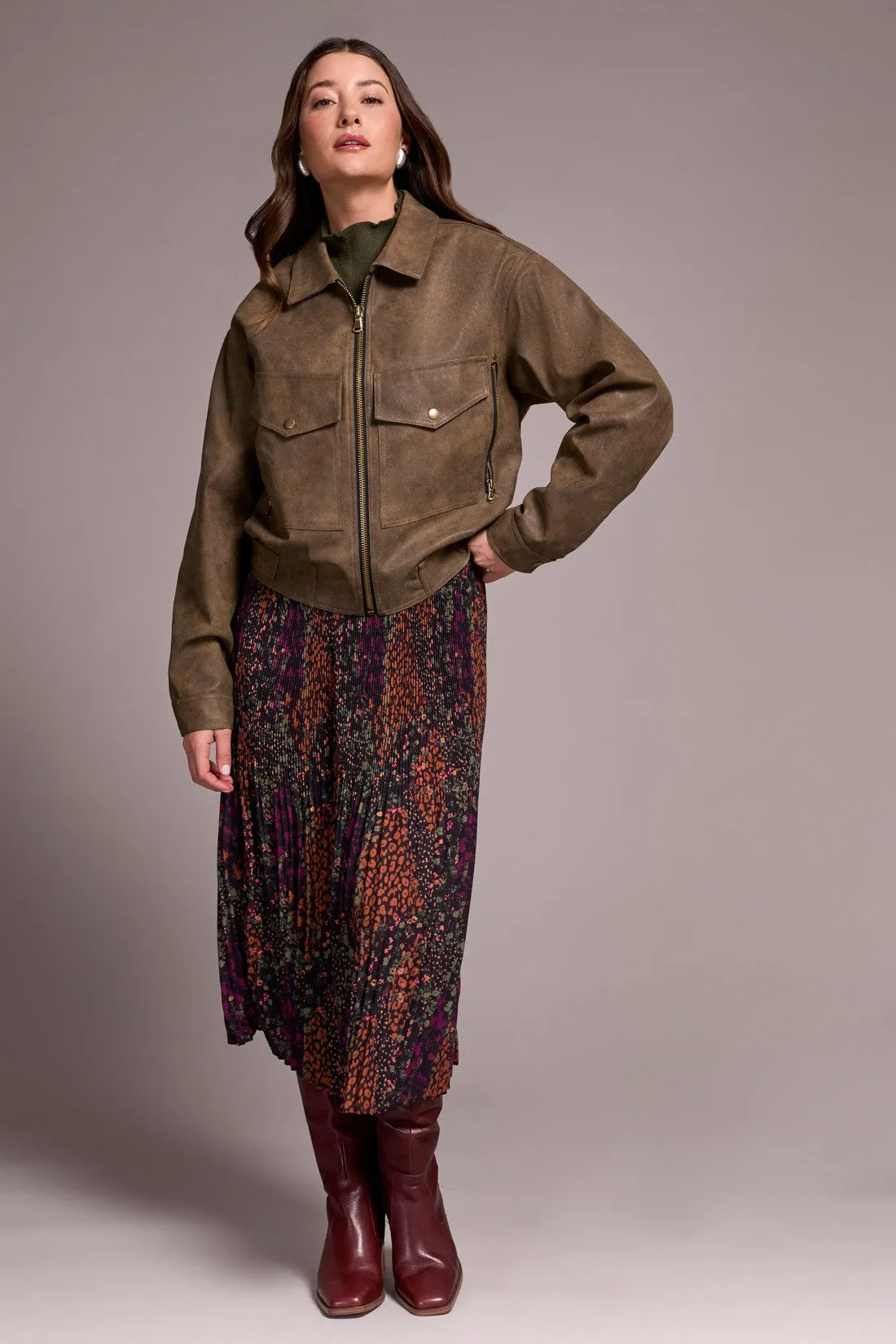 Vintage Faux Leather Jacket-Cocoa sold by Tribal product image thumbnail 2