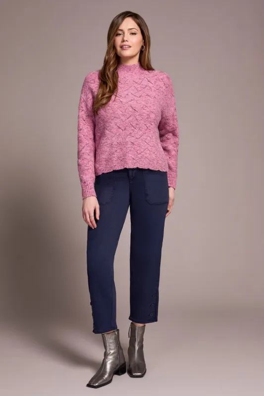 Mock Neck Drop Shoulder Sweater-M vintage lilac sold by Tribal
