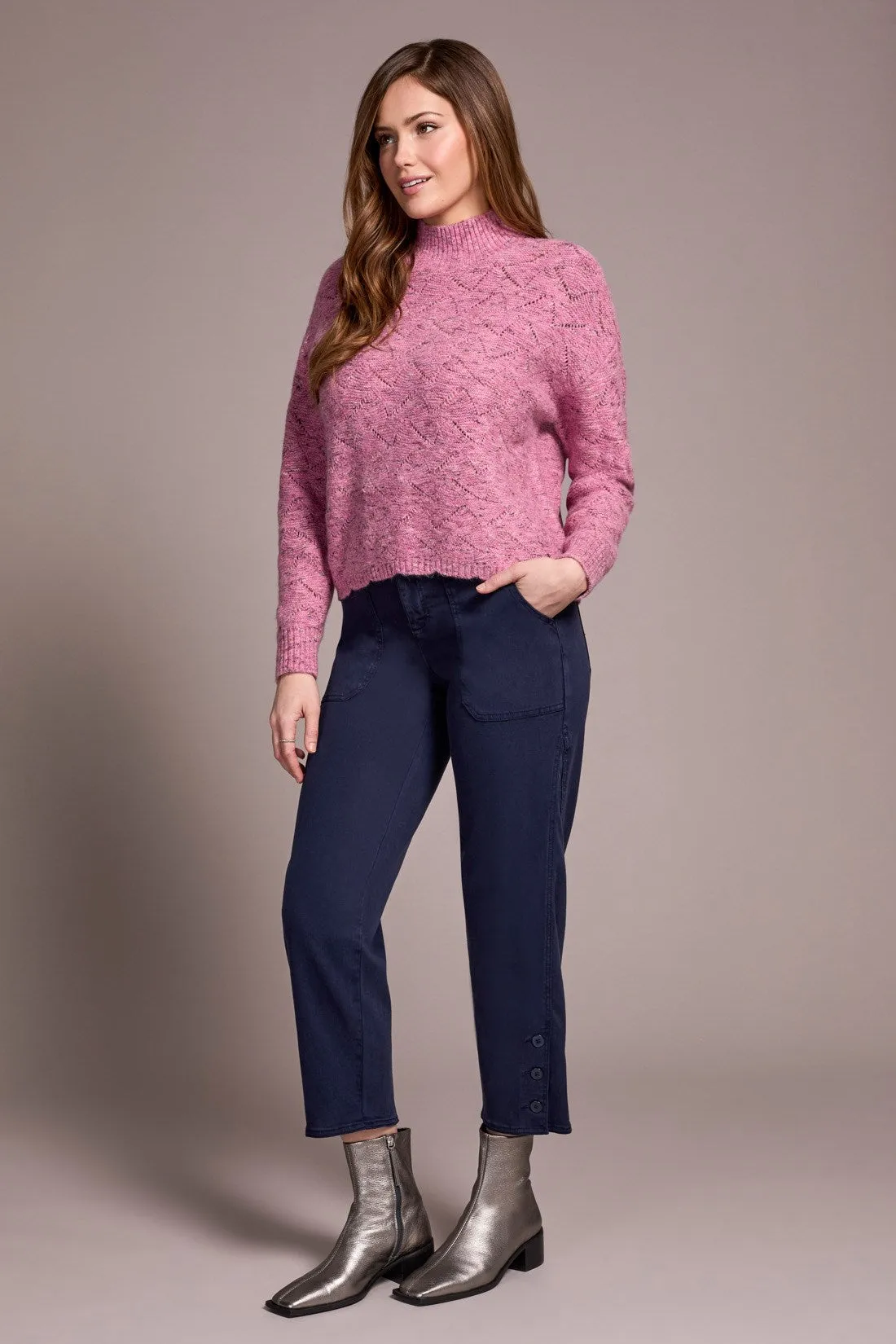 Mock Neck Drop Shoulder Sweater-M vintage lilac sold by Tribal product image thumbnail 3