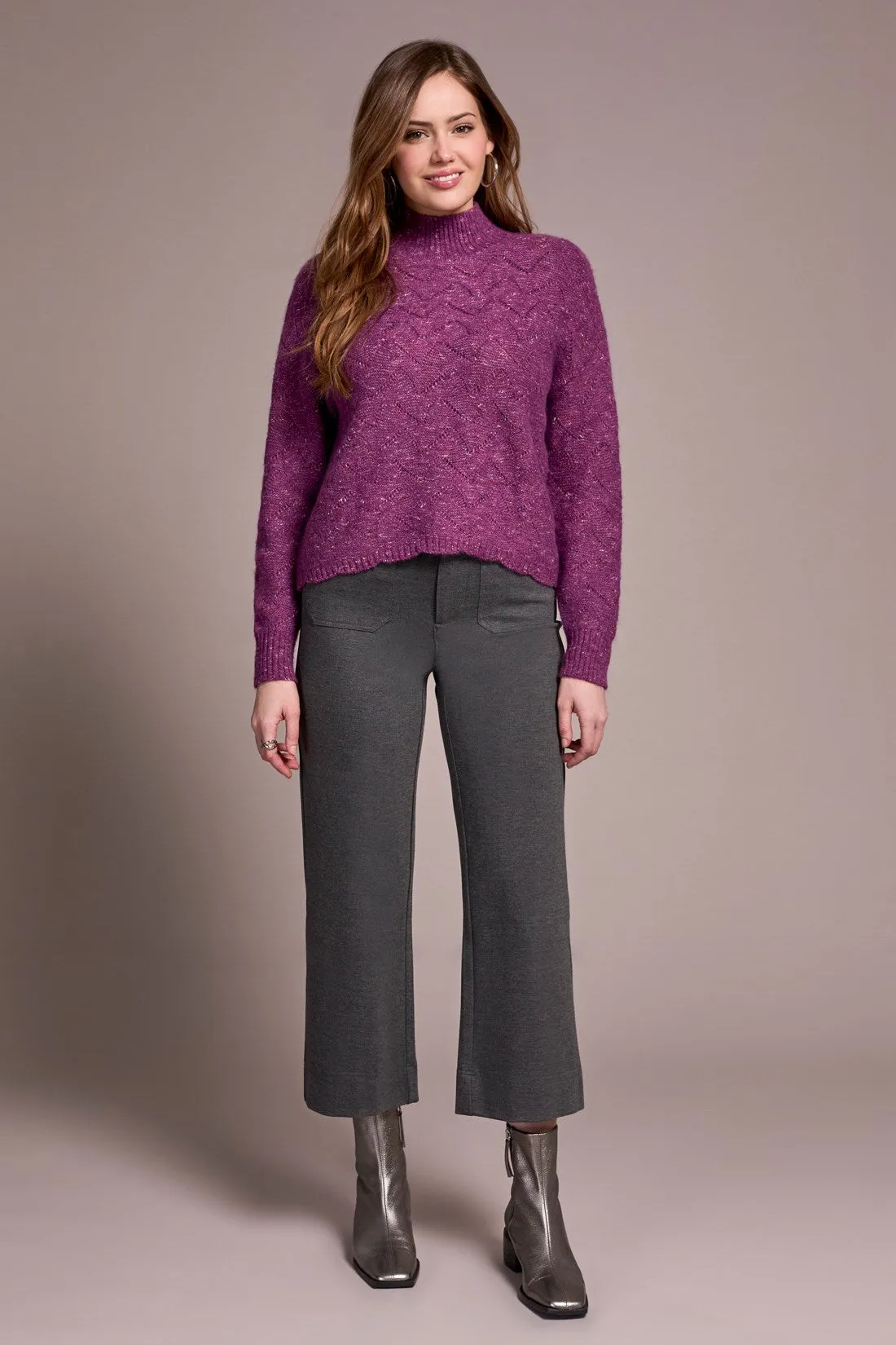 Mock Neck Drop Shoulder Sweater-M dahlia muave sold by Tribal