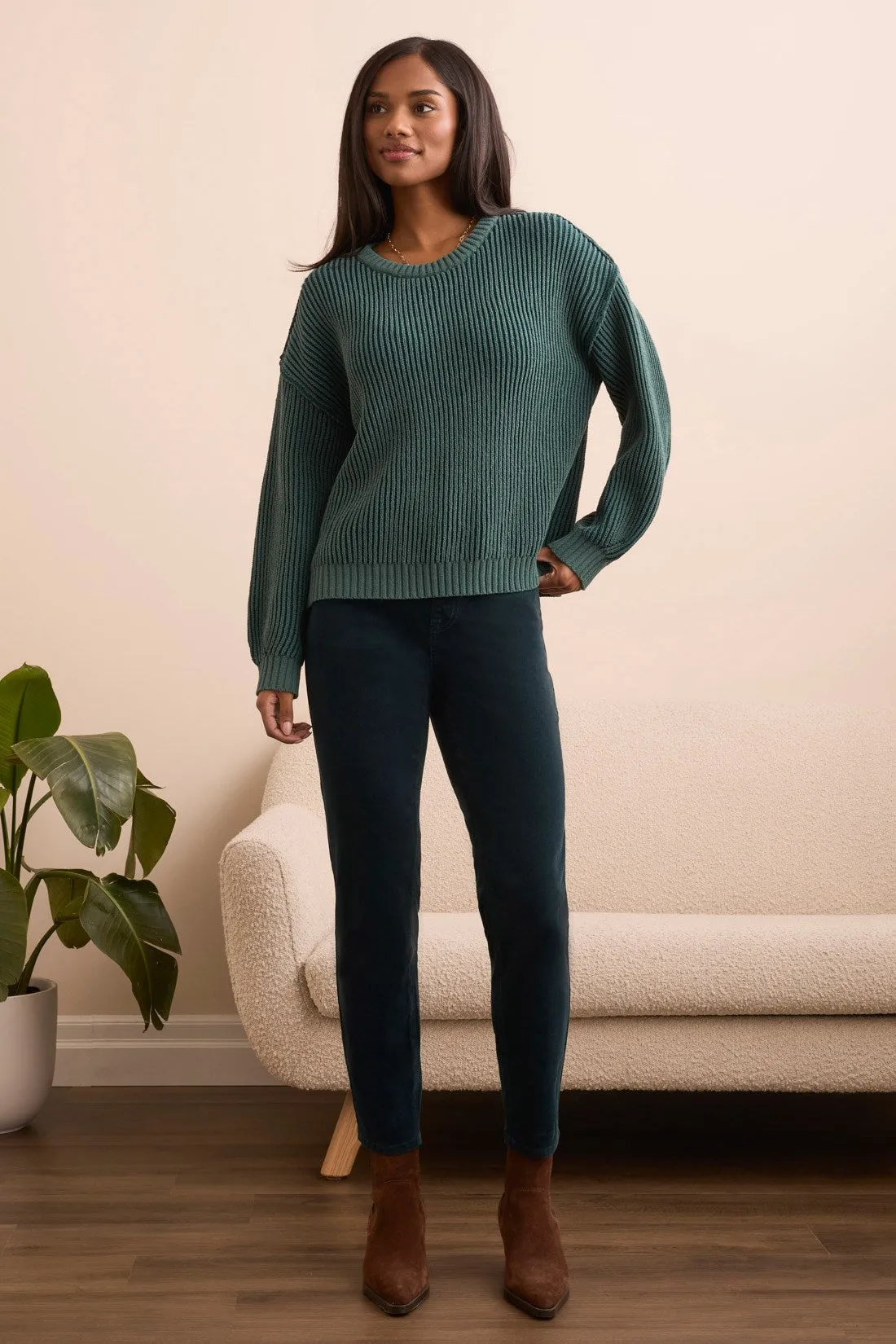 Plaited Chenille Crew Neck Ribbed Sweater-Silverpine sold by Tribal product image thumbnail 2