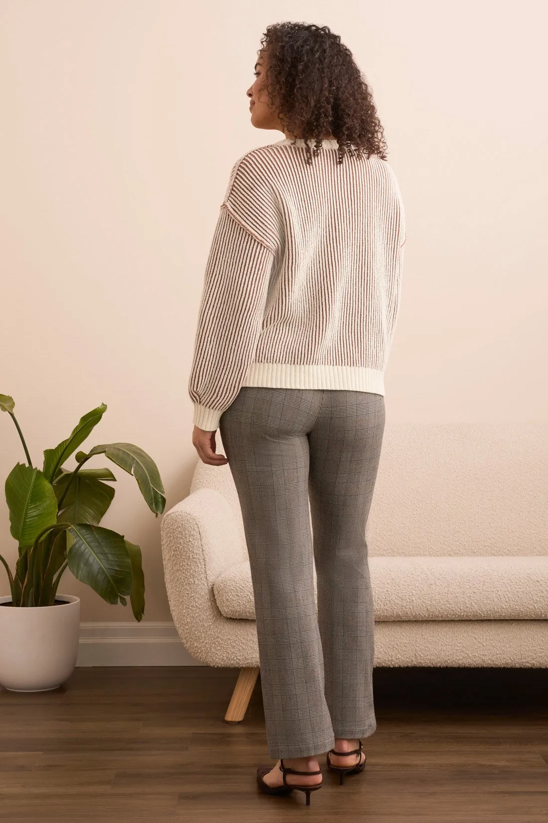 Plaited Chenille Crew Neck Ribbed Sweater-Almondlatte sold by Tribal product image thumbnail 4