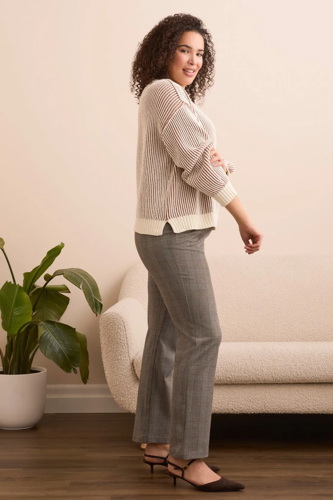 Plaited Chenille Crew Neck Ribbed Sweater-Almondlatte sold by Tribal product image thumbnail 2