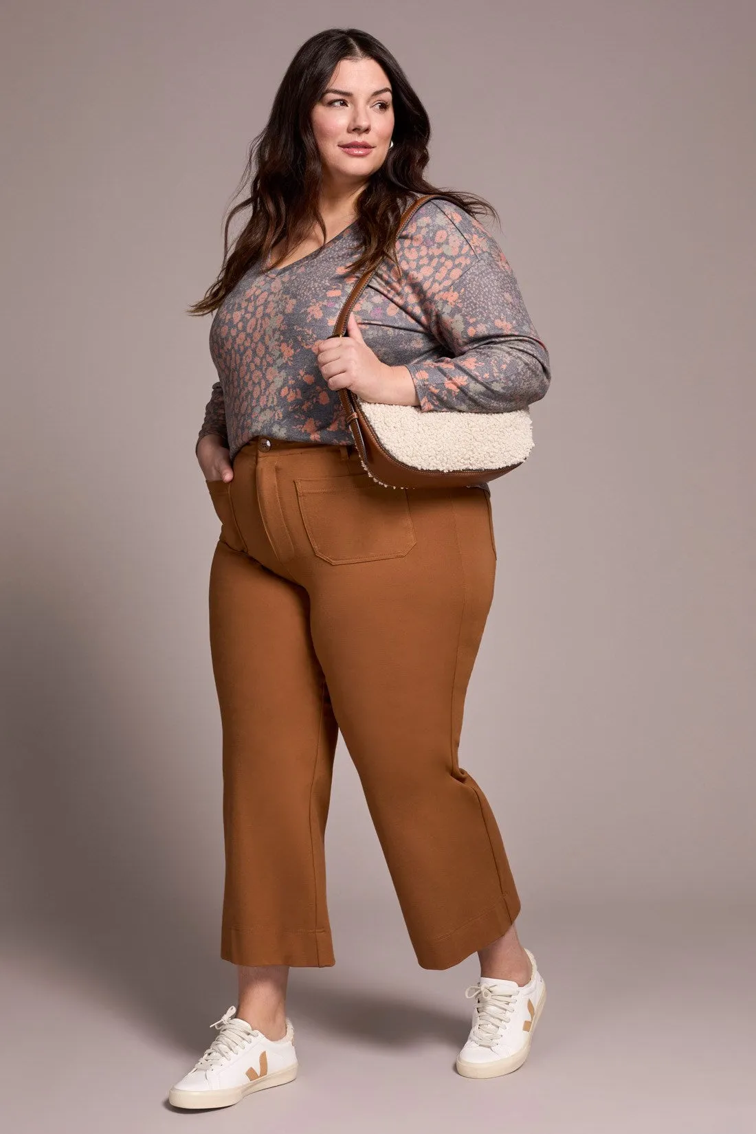 Signature Every Body Ponte High Rise Capri Pants-Walnut sold by Tribal
