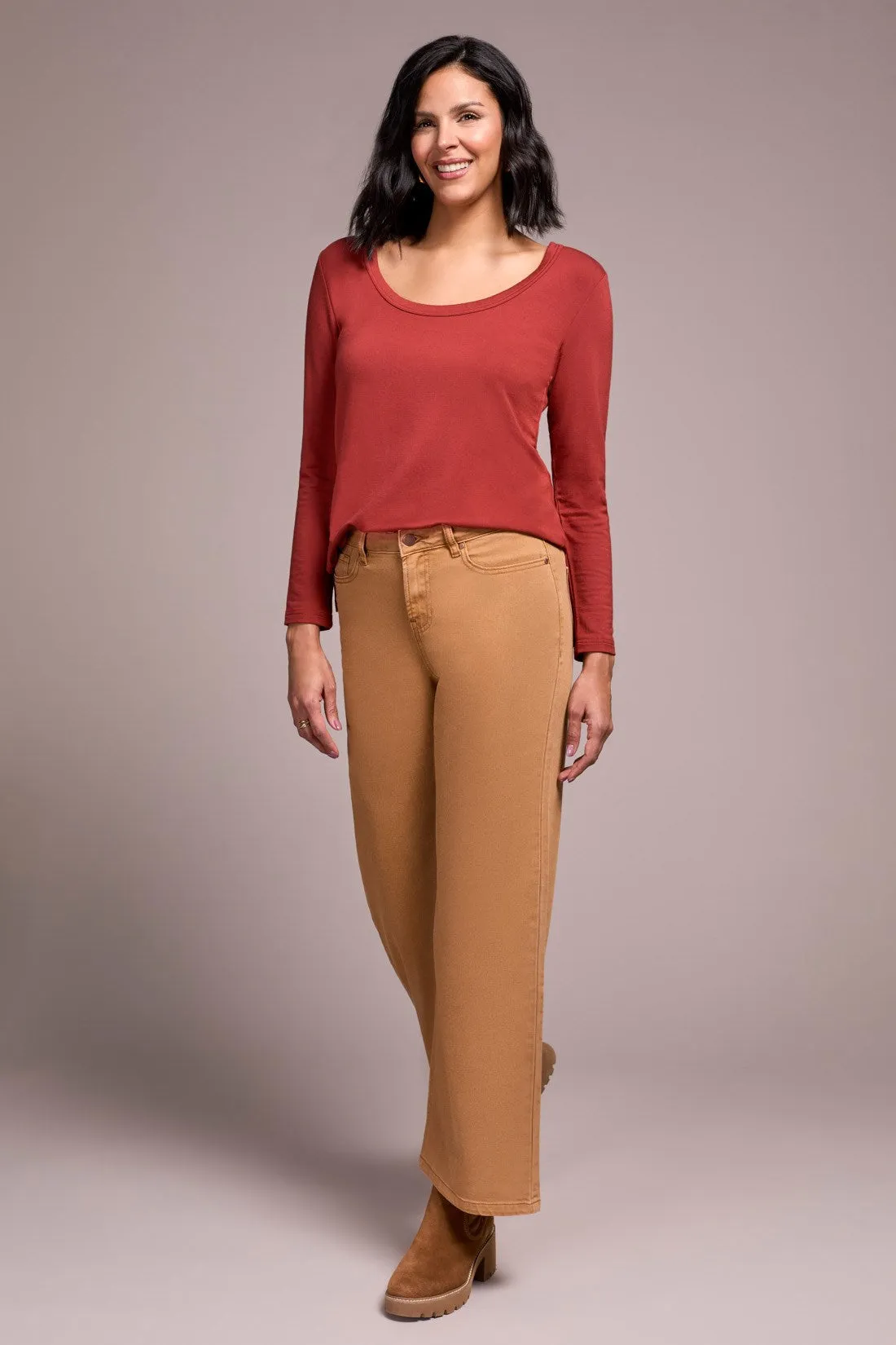 Brooke High Rise Hugging Wide Leg Jeans-Biscotti sold by Tribal product image thumbnail 2