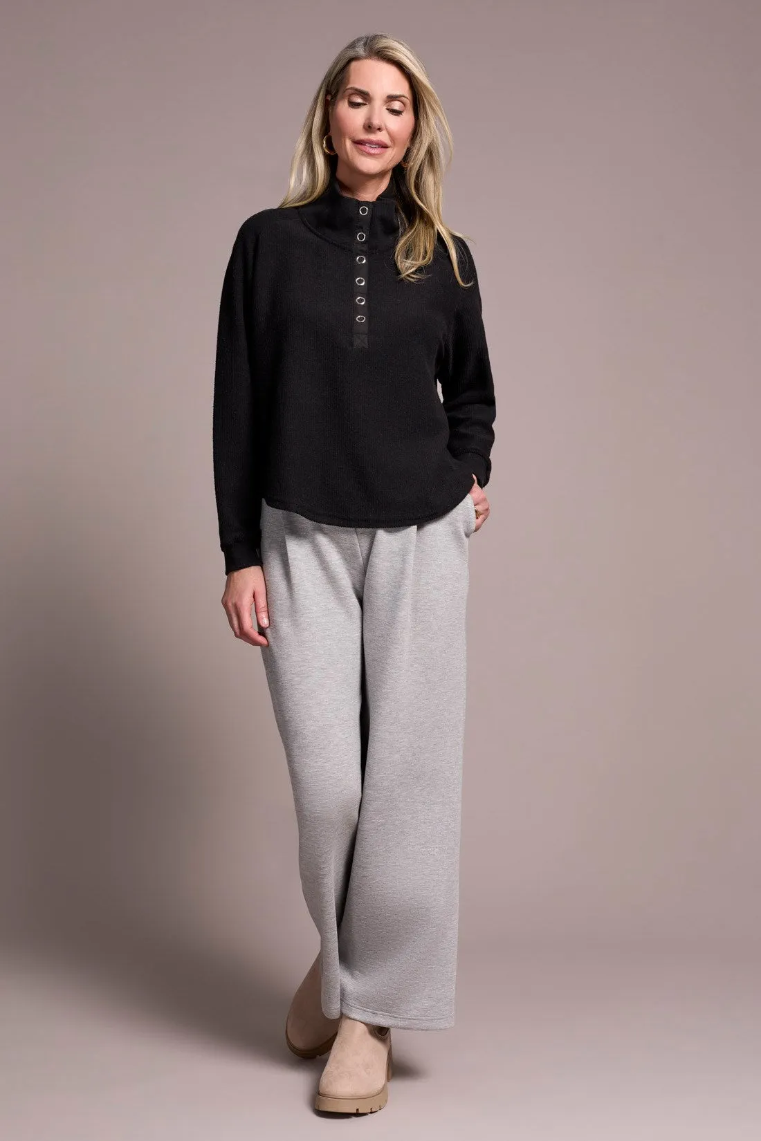 Johnny Collar Ribbed Henley Top-Black sold by Tribal product image thumbnail 2