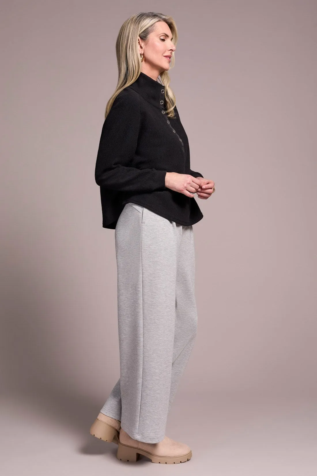 Johnny Collar Ribbed Henley Top-Black sold by Tribal product image thumbnail 3