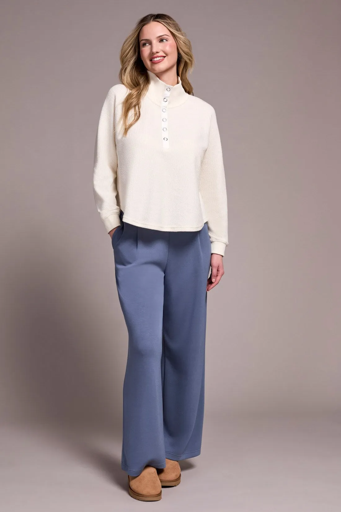 Johnny Collar Ribbed Henley Top-Cream sold by Tribal